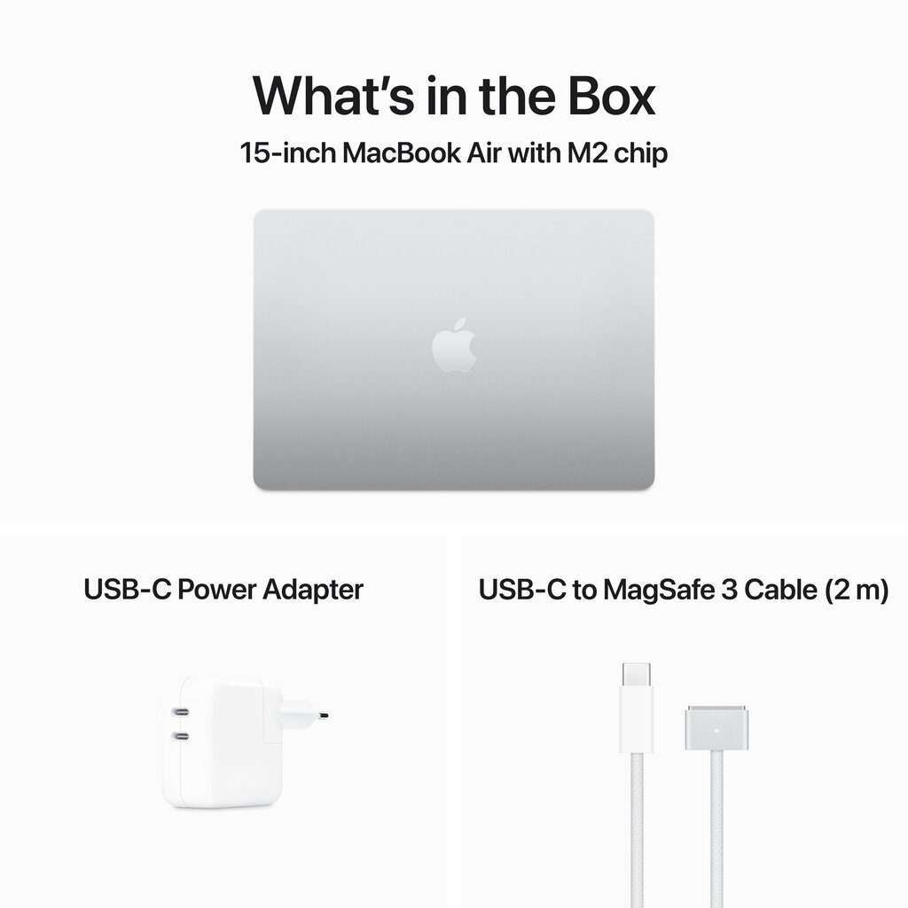 Macbook Air 15” Apple M2 8C CPU, 10C GPU/8GB/512GB SSD/Silver/RUS - MQKT3RU/A hinta ja tiedot | Kannettavat tietokoneet | hobbyhall.fi