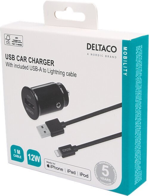 Deltaco Lightning, 1x USB-A, 2,4 A hinta ja tiedot | Puhelimen laturit | hobbyhall.fi