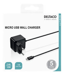 Deltaco USB-AC178 -seinälaturi, Micro USB, 2.4 A, musta hinta ja tiedot | Puhelimen laturit | hobbyhall.fi