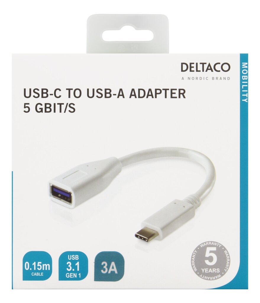 Adapter Deltaco USBC-1205 USB 3.1 C-A Gen 1 hinta ja tiedot | Adapterit | hobbyhall.fi