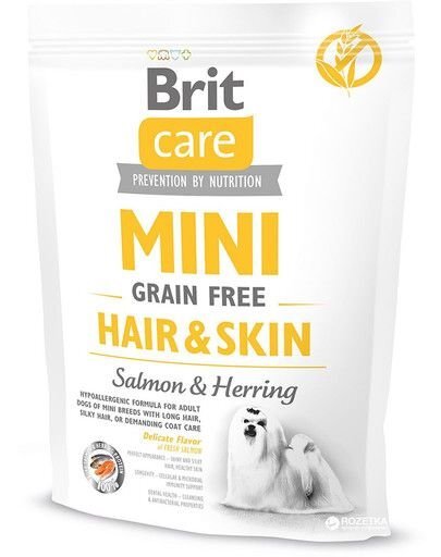 Brit Care kuivaruoka Mini Hair & Skin, 400 kg. hinta ja tiedot | Koiran kuivaruoka | hobbyhall.fi