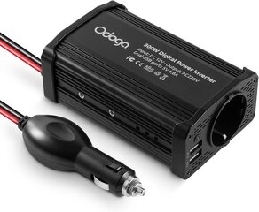 Odoga autoinvertteri, jännitteenmuunnin, 300W, 12-110V, 4.8A USB, musta hinta ja tiedot | Muuntimet ja invertterit | hobbyhall.fi