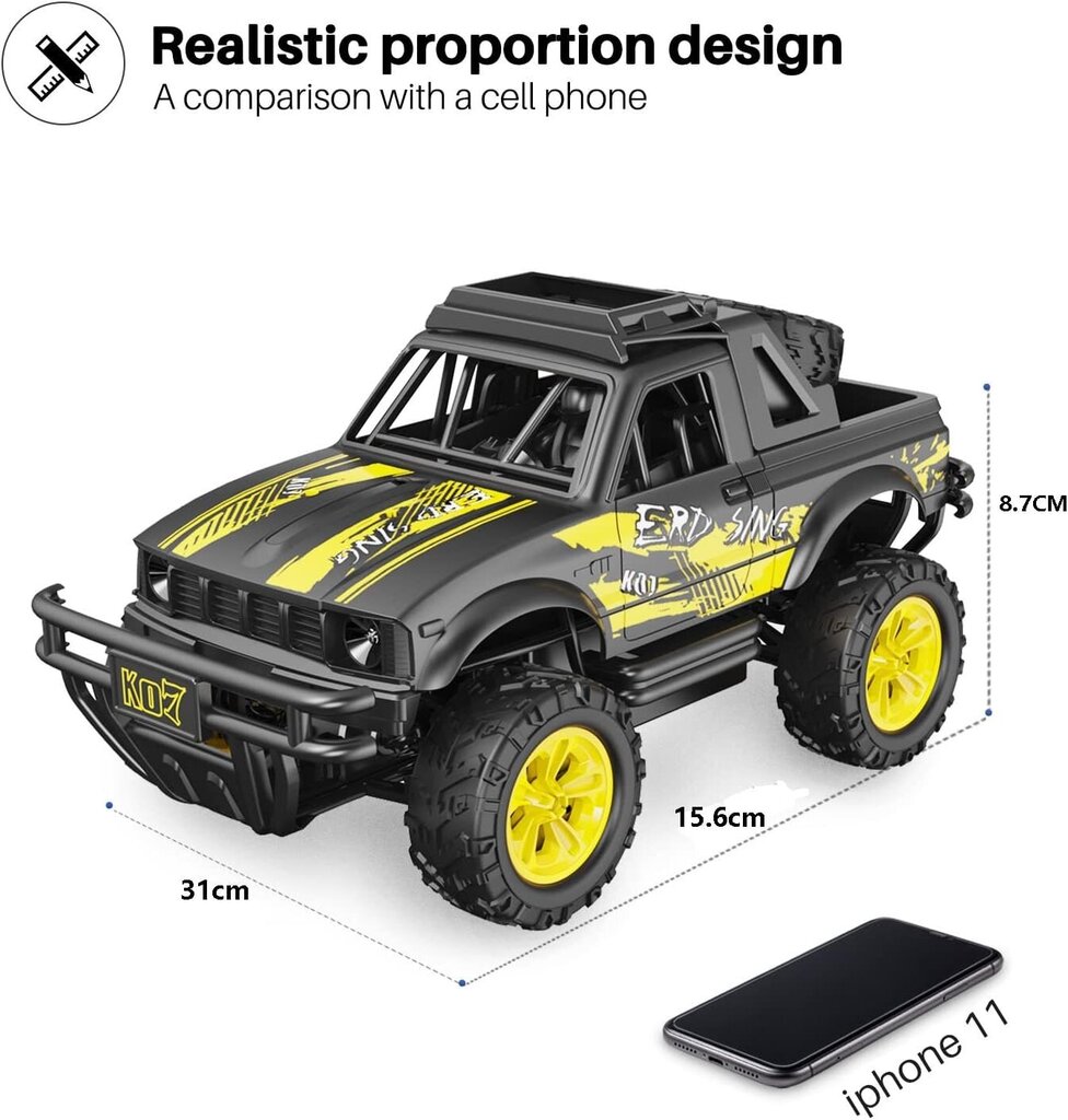 DODOELEPHANT K07 rc auto, stunt, musta/keltainen hinta ja tiedot | Poikien lelut | hobbyhall.fi