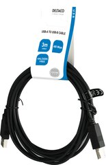 Deltaco USB 2.0 USB-A male - USB-B male, LSZH, 3 m hinta ja tiedot | Kaapelit ja adapterit | hobbyhall.fi