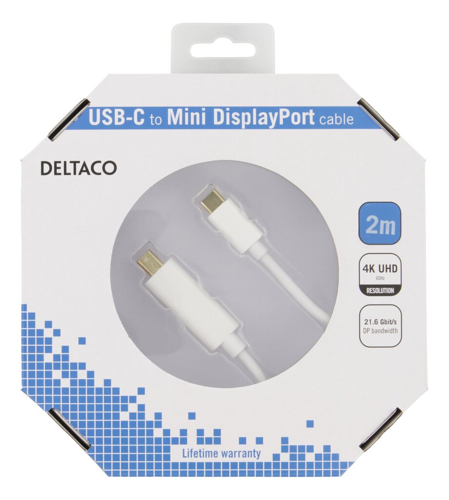 Deltaco USB-C - Mini DP, 2 m hinta ja tiedot | Kaapelit ja adapterit | hobbyhall.fi