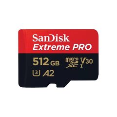 Muistikortti ja sovitin SanDisk Extreme Pro UHS-I, microSD, 512 GB Memory card and adapter hinta ja tiedot | Sandisk Puhelimet, älylaitteet ja kamerat | hobbyhall.fi