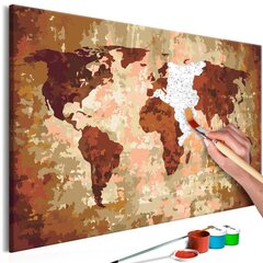 DIY kangas maalaus - World Map (Earth Colours) 60x40 hinta ja tiedot | Maalaa numeroiden mukaan | hobbyhall.fi