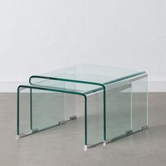 Sivupöytä 50 x 45 x 33 cm Läpinäkyvä (2 osaa) hinta ja tiedot | Sohvapöydät | hobbyhall.fi