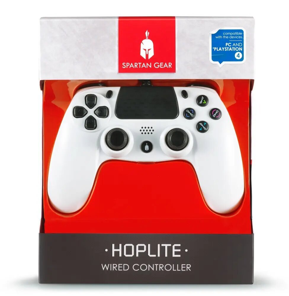 Spartan Gear - Hoplite Wired Controller (yhteensopiva PC:n ja PlayStation 4:n kanssa) (väri: valkoinen) hinta ja tiedot | Ohjaimet ja lisätarvikkeet | hobbyhall.fi
