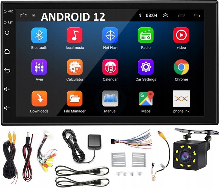 Autoradio, NAVIGOINTIMULTIMEDIAASEMA, GPS, WI-FI, Android 12 näyttö 7" TAKAKAMERA 8 LED hinta ja tiedot | Peruutuskamerat ja peruutustutkat | hobbyhall.fi