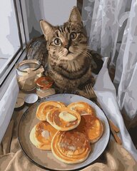Numeromaalaus 40x50 cm. "Breakfast for a cat" hinta ja tiedot | Maalaa numeroiden mukaan | hobbyhall.fi