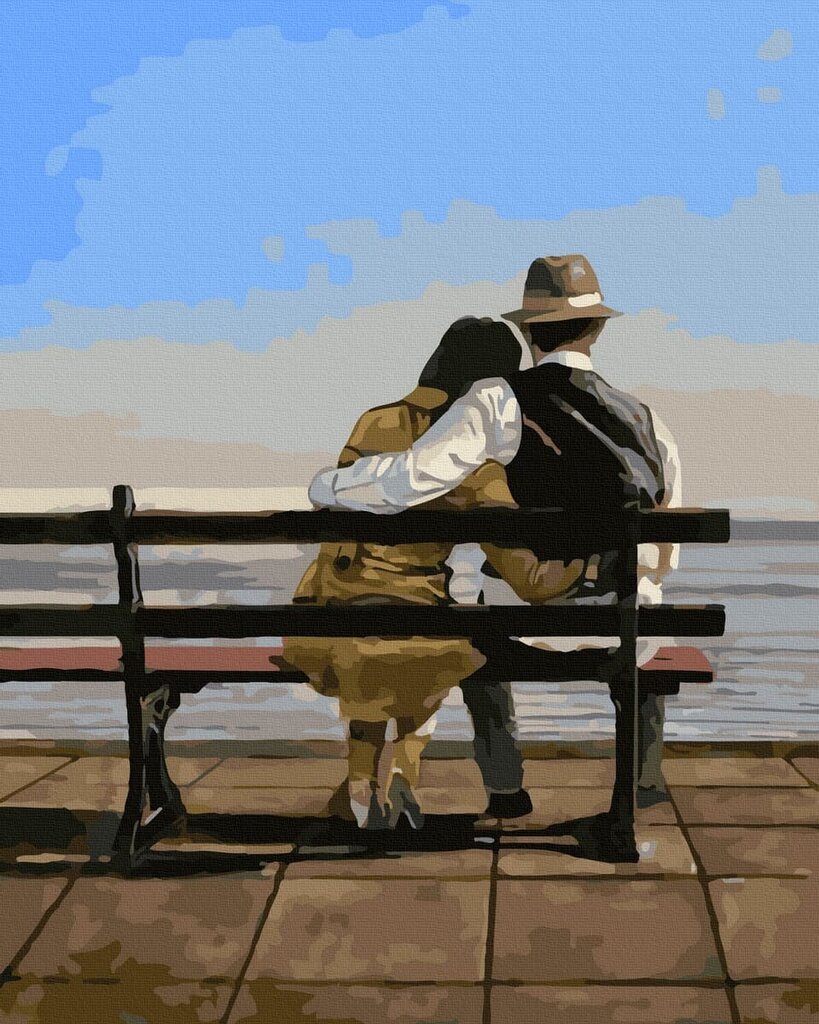 Numeromaalaus 40x50 cm. "Two on the embankment" hinta ja tiedot | Maalaa numeroiden mukaan | hobbyhall.fi