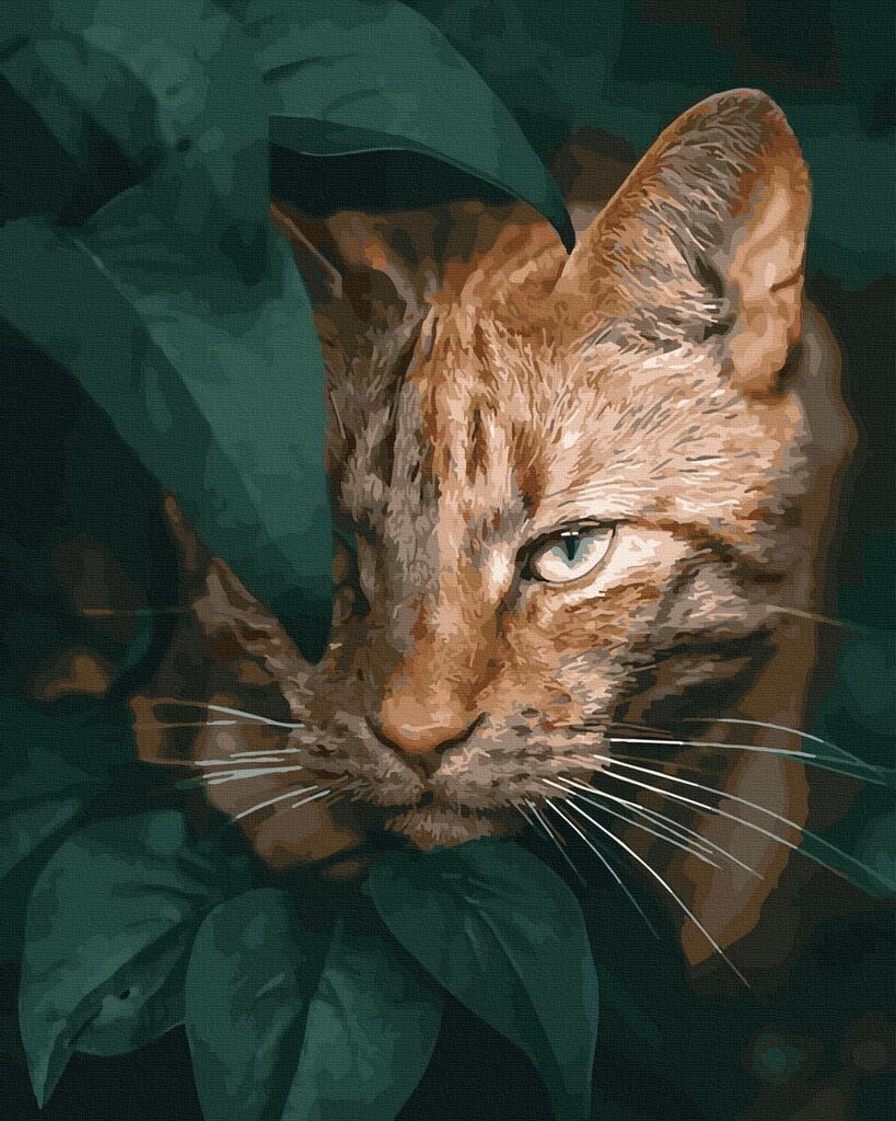 Numeromaalaus Oh Art! 40x50 cm "Wildcat in the leaves" hinta ja tiedot | Maalaa numeroiden mukaan | hobbyhall.fi