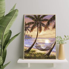 Numeromaalaus 40x50 cm. "Palm trees on the shore" hinta ja tiedot | Maalaa numeroiden mukaan | hobbyhall.fi