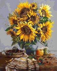 Numeromaalaus 40x50 cm. "Sunflowers on the table" hinta ja tiedot | Maalaa numeroiden mukaan | hobbyhall.fi