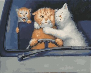 Numeromaalaus 40x50 cm. "Cat in the car" hinta ja tiedot | Maalaa numeroiden mukaan | hobbyhall.fi