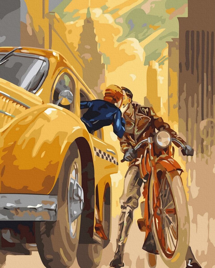 Numeromaalaus 40x50 cm. "A kiss on the road" hinta ja tiedot | Maalaa numeroiden mukaan | hobbyhall.fi