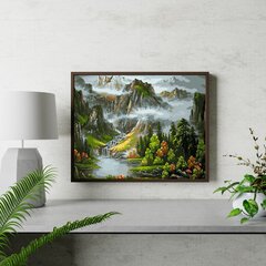 Numeromaalaus 40x50 cm. "Mountain Lake" hinta ja tiedot | Maalaa numeroiden mukaan | hobbyhall.fi