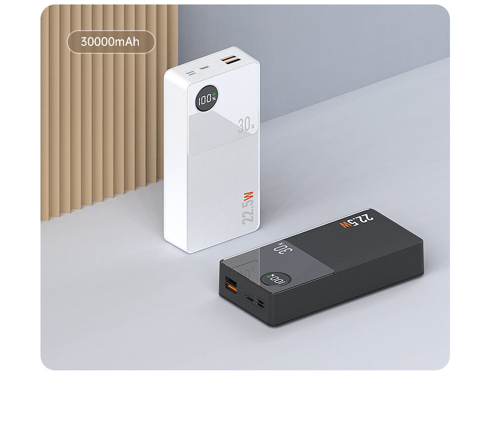 Cyke Q8 30000mAh 22,5W nopeasti ladattava mobiilivirtalähde LED-näytöllä (Power Bank) hinta ja tiedot | Varavirtalähteet | hobbyhall.fi