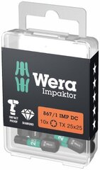 Impaktor terät Wera 867/1 TORX T20 x 25mm, 10 kpl hinta ja tiedot | Käsityökalut | hobbyhall.fi