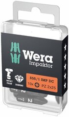 Ruuvimeisselin terät Wera 855/1 Impaktor PZ 1 x 25mm, 10kpl hinta ja tiedot | Käsityökalut | hobbyhall.fi