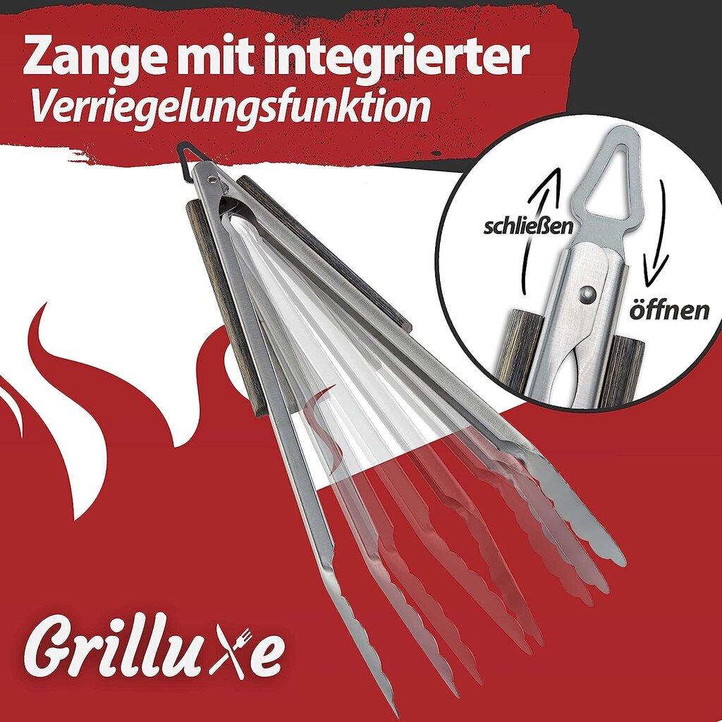 Grilluxe Premium grillivälinesarja, lihahaarukka + pihdit + lasta, 3 kpl. hinta ja tiedot | Grillitarvikkeet ja -välineet | hobbyhall.fi