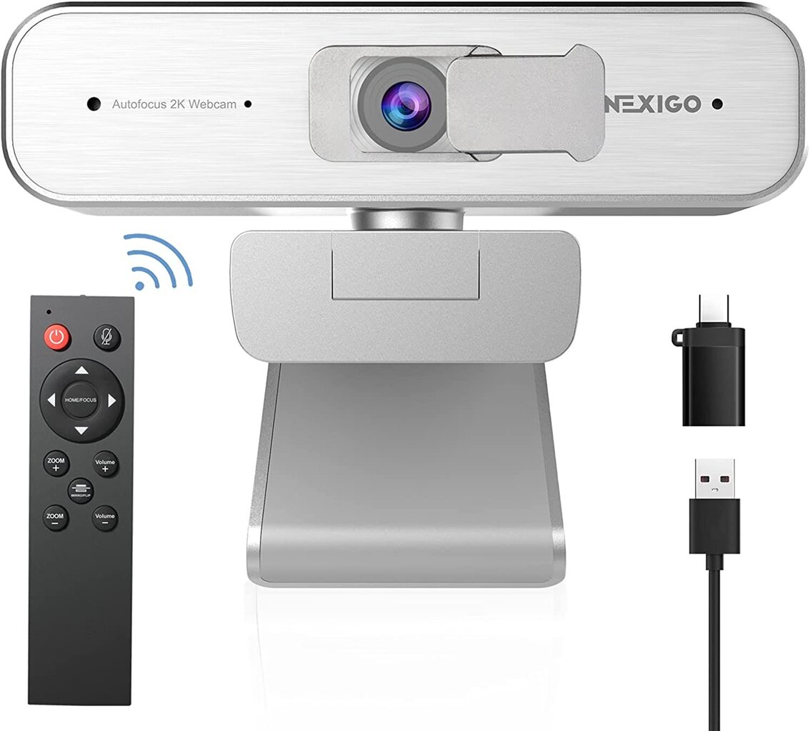 Verkkokamera NexiGo N940P, 3x zoom, 2K, stereomikrofonilla, harmaa hinta ja tiedot | Web-kamerat | hobbyhall.fi