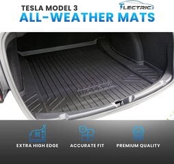 TLECTRIC auton tavaratilan matto Tesla Model 3:lle, vedenpitävä, TPO, musta hinta ja tiedot | Auton tavaratilamatot | hobbyhall.fi