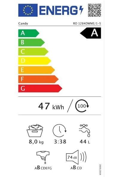 Candy RO 1284DWMCT/1-S hinta ja tiedot | Pyykinpesukoneet | hobbyhall.fi