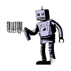 Vinyyli tarra Banksyn robotti viivakoodilla, 120 x 120 cm hinta ja tiedot | Sisustustarrat | hobbyhall.fi