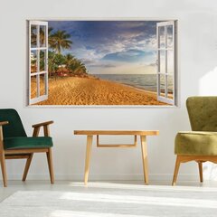 Vinyyli seinätarra 3D-ikkunalla merimaisemalla -rantatarra merellä ja rannalla - 130x80cm hinta ja tiedot | Sisustustarrat | hobbyhall.fi