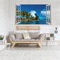 Vinyyli seinätarra 3D-ikkuna palmusaarella - 130 x 80 cm hinta ja tiedot | Sisustustarrat | hobbyhall.fi