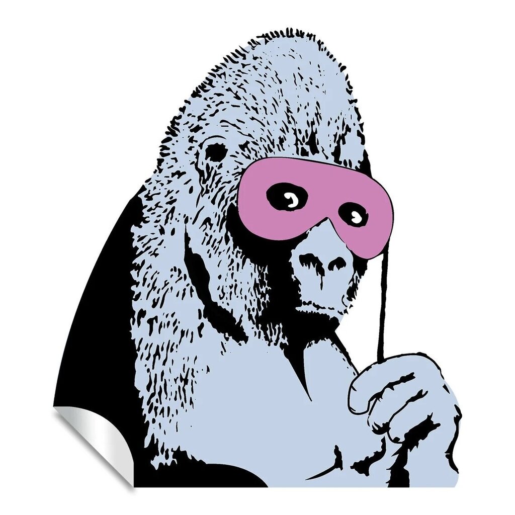 Vinyyli seinätarra Banksy-sarjakuvan tyyliin - Söpö gorilla naamiossa, sisustuselementti - 100 x 86 cm hinta ja tiedot | Sisustustarrat | hobbyhall.fi