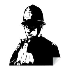 Banksyn musta seinätarra, Poliisi keskisormi, 120 x 101 cm, sisustusdekor, vinyylitarra. hinta ja tiedot | Sisustustarrat | hobbyhall.fi