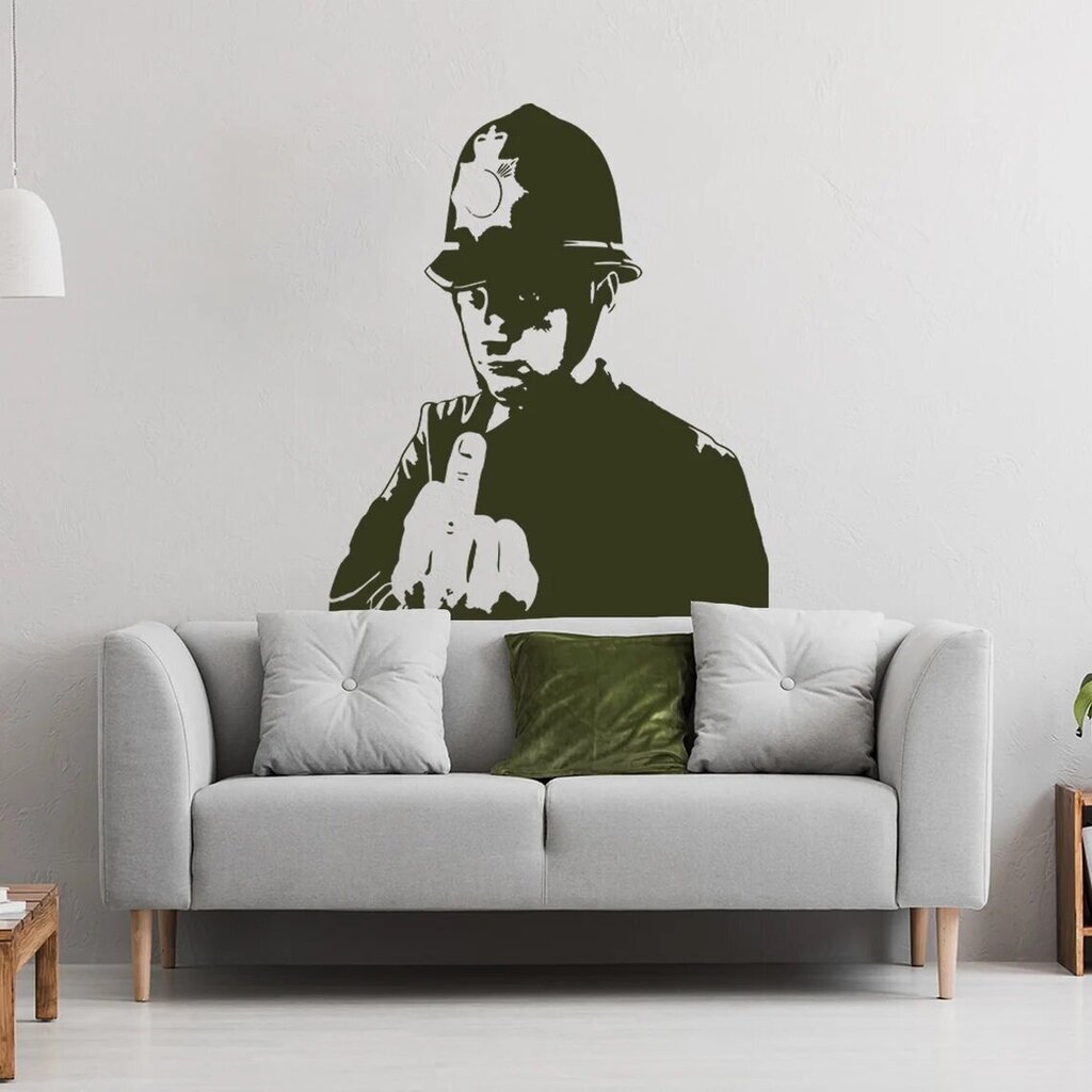 Vinyyli vihreä seinätarra Banksy Poliisi keskisormi sisustus - 120 x 101 cm hinta ja tiedot | Sisustustarrat | hobbyhall.fi