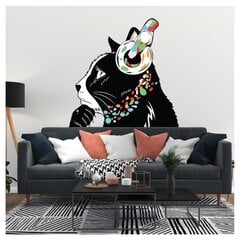 Vinyyli seinätarra Ajatteleva kissa kuulokkeissa Sisustus - 200 x 137 cm hinta ja tiedot | Sisustustarrat | hobbyhall.fi