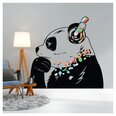 Vinyyli seinätarra Ajatteleva panda kuulokkeissa läpinäkyvällä taustalla Sisustus - 200 x 137 cm