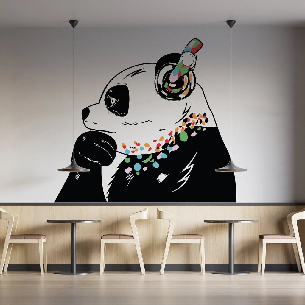 Vinyyli seinätarra Ajatteleva panda kuulokkeissa läpinäkyvällä taustalla Sisustus - 200 x 137 cm hinta ja tiedot | Sisustustarrat | hobbyhall.fi