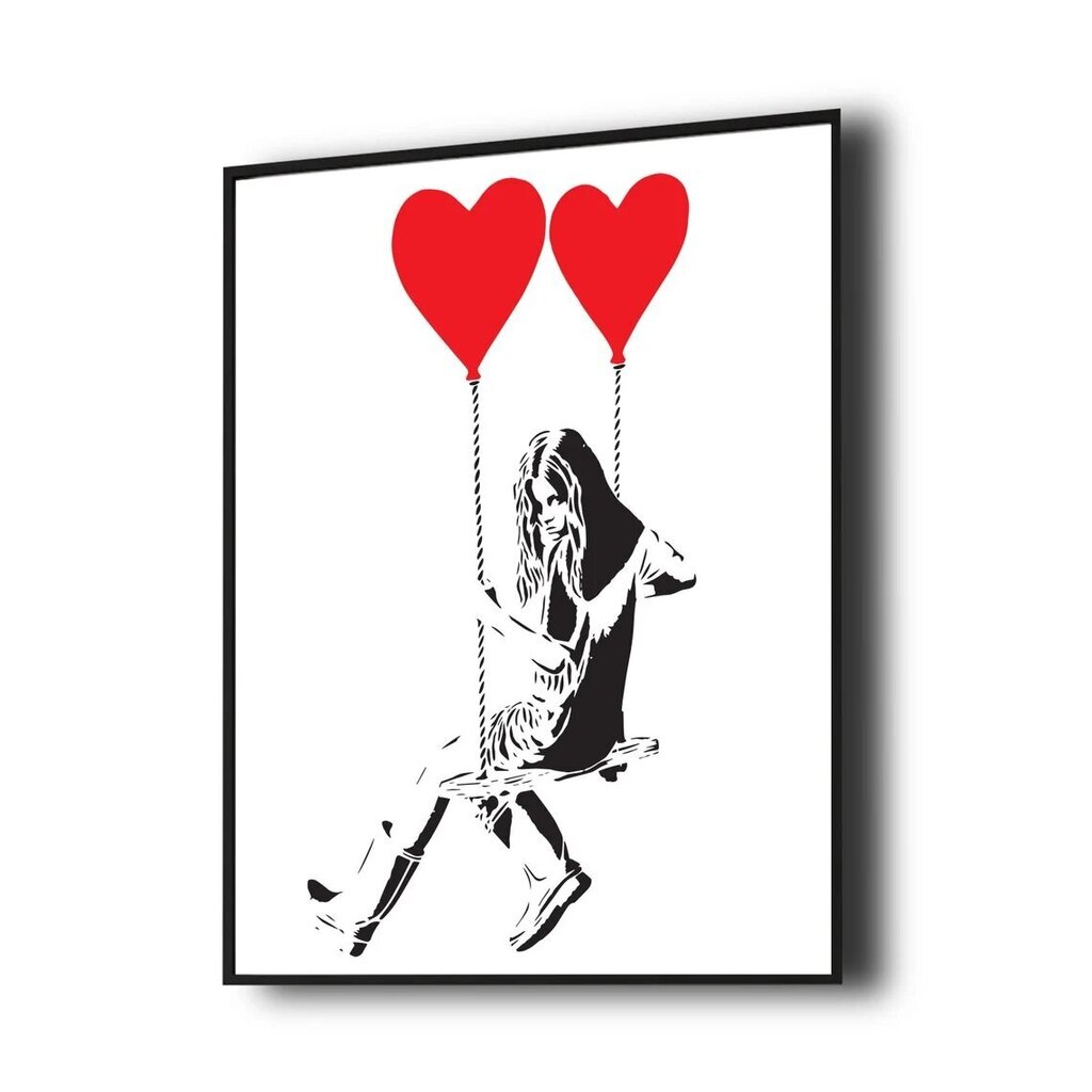 Banksyn graffititaulu - tyttö sydänmuotoisilla ilmapalloilla - sisustustaulu - 120 x 81 cm hinta ja tiedot | Sisustustarrat | hobbyhall.fi