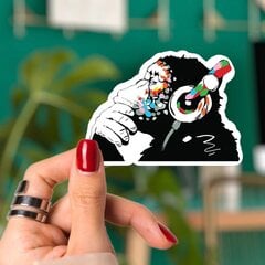 Banksy Monkey - Hehkuvat vinyylinen tarrat pimeässä - 7,6 x 5,5 cm hinta ja tiedot | Sisustustarrat | hobbyhall.fi