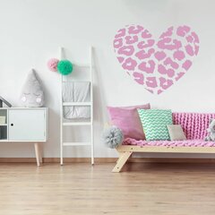 Vinyyli seinätarra vaaleanpunaisella sydänleopardiprintillä - sisustuselementti 100x83cm hinta ja tiedot | Sisustustarrat | hobbyhall.fi