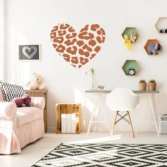Vinyyli seinätarra, oranssi sydämen muodossa leopardiprintillä, sisustustarra - 100 x 83 cm hinta ja tiedot | Sisustustarrat | hobbyhall.fi