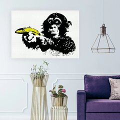 Tulostettu kangas seinälle Banksy apina ja banaani graffitikoriste - 100 x 68 cm hinta ja tiedot | Taulut | hobbyhall.fi