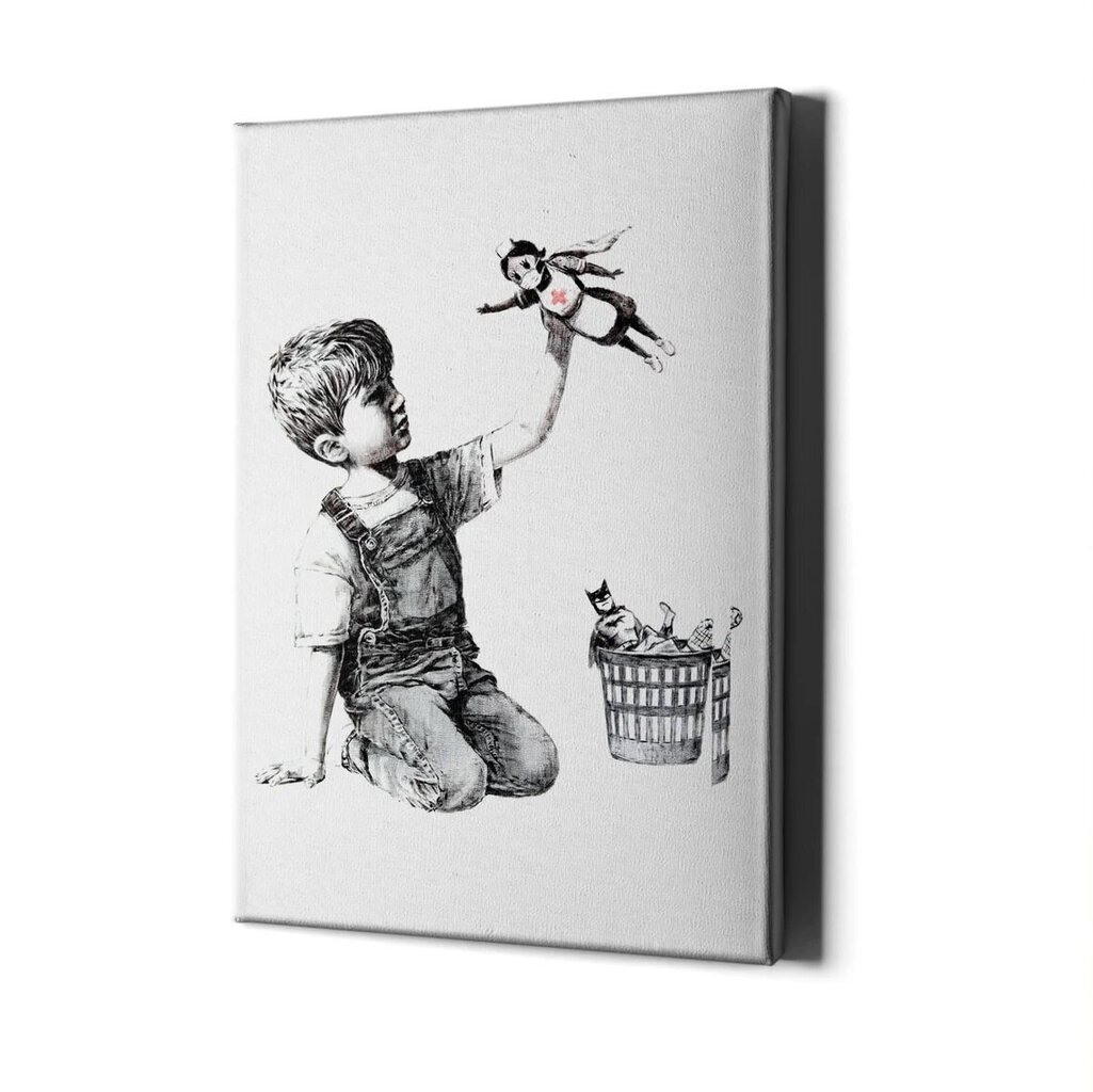 Banksyn seinäkangas, poikagraffiti, sisustus - 100 x 71 cm hinta ja tiedot | Taulut | hobbyhall.fi