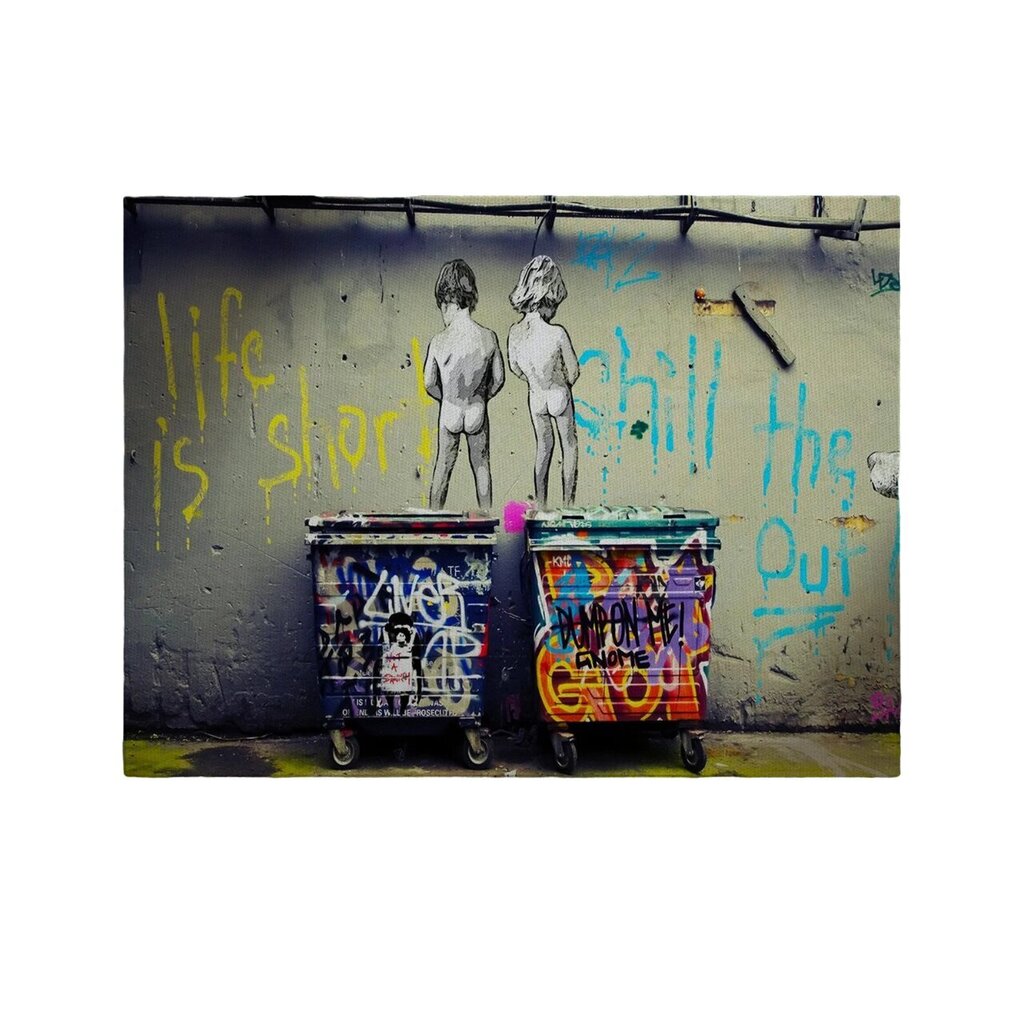 Banksy Life Seinäkangas Graffiti-taideteos Sisustus - 120 x 80 cm hinta ja tiedot | Taulut | hobbyhall.fi