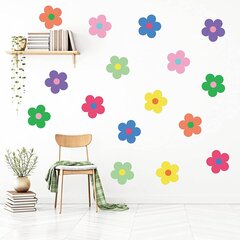 Värikkäät seinätarrat Cute Retro Flowers, vedenkestävät ja turvalliset seinille, 16 kpl (Ø 18 cm) vinylitarroja. hinta ja tiedot | Sisustustarrat | hobbyhall.fi