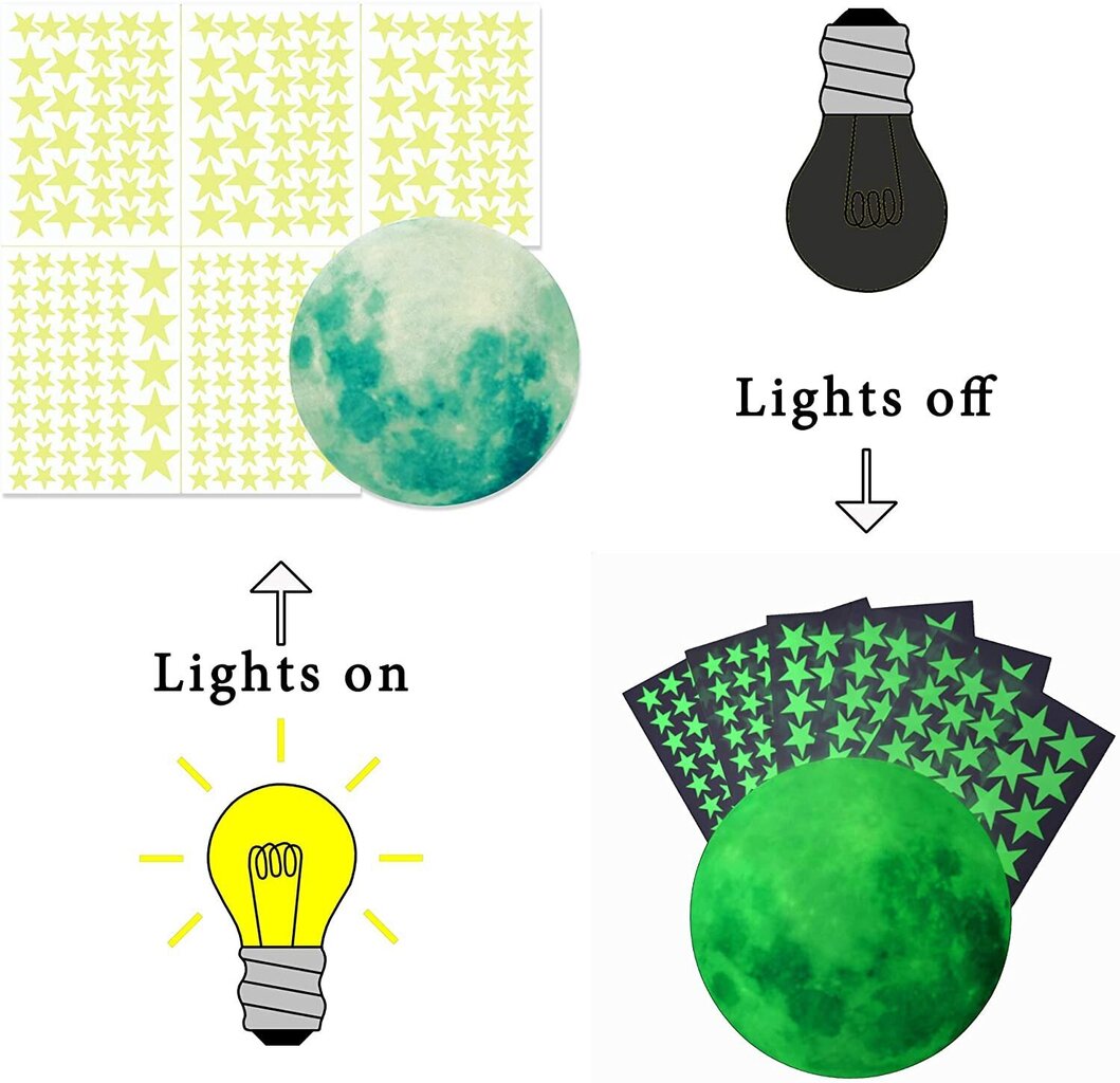 Tähtien loistavat seinätarrat pimeässä hinta ja tiedot | Sisustustarrat | hobbyhall.fi