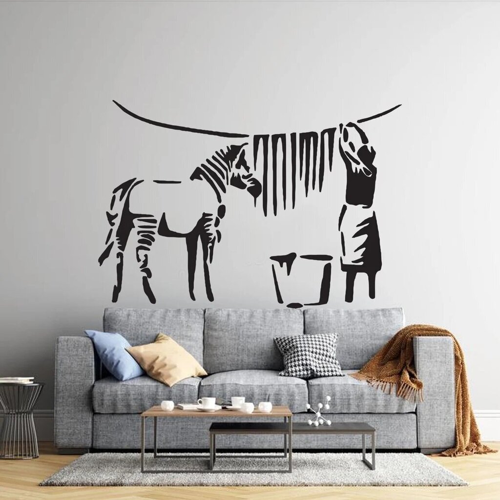 Banksyn Zebra Stripes -vinyylikuvio seinälle, tyylikäs sisustuselementti, 160 x 109 cm. hinta ja tiedot | Sisustustarrat | hobbyhall.fi