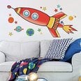 Vinyyli seinätarra - Raketti ja avaruus teema lastenhuoneeseen - 34 x 122 cm