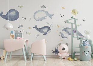 Vinyyli seinätarrat meri ja valaat meriteema sisustus lastenhuoneeseen - 200 x 200 hinta ja tiedot | Sisustustarrat | hobbyhall.fi